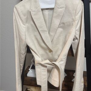 Banana Republic Cream Belted Blazer - linen